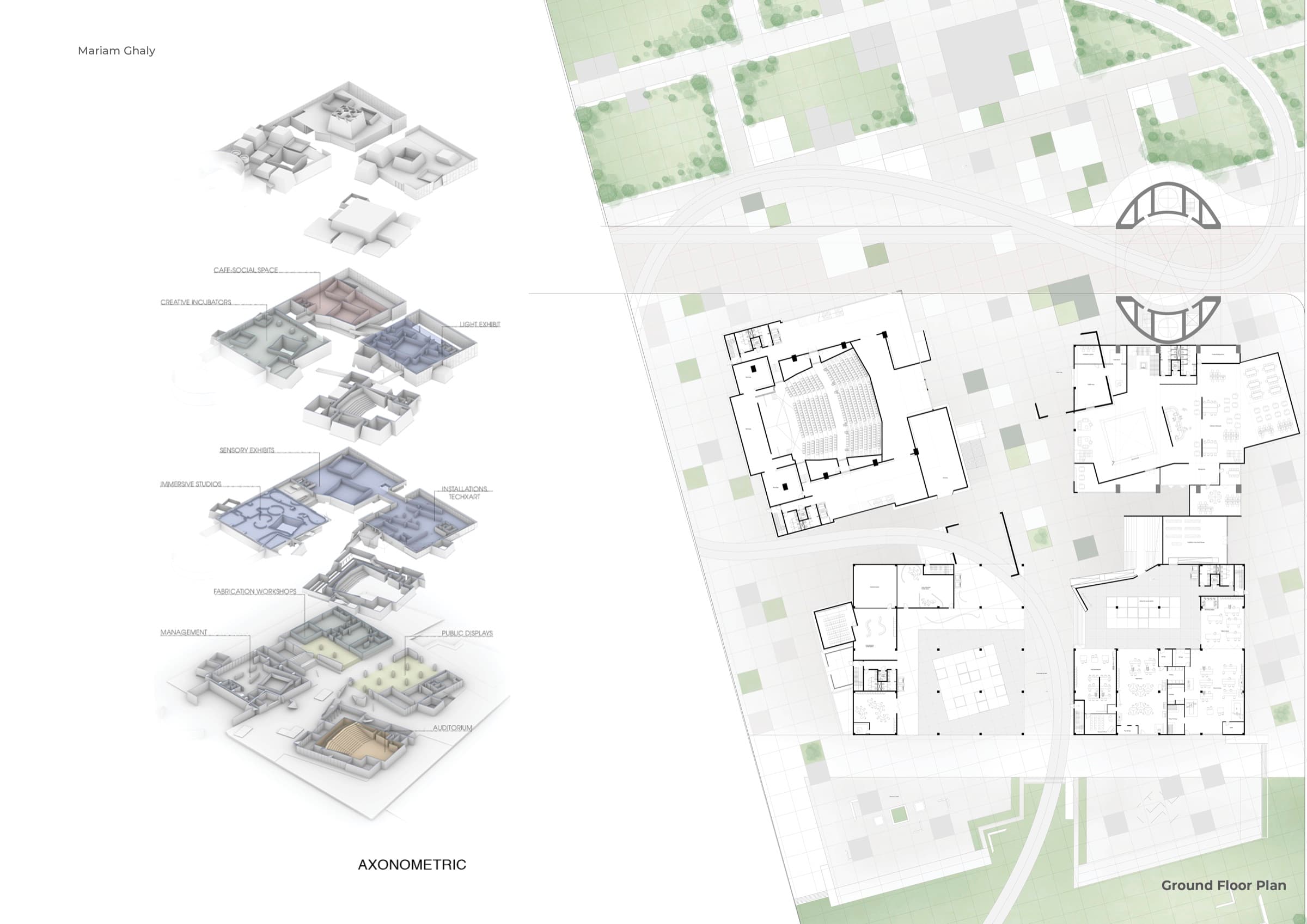 Axonometric drawing of a Mariam Ghaly Studio project